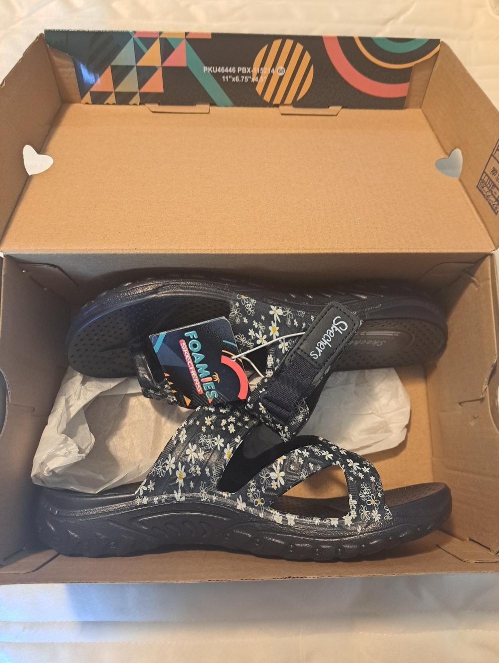 Skechers Womens Navy Daisy Foamies Adjustable Sandals